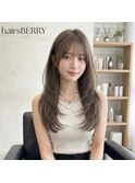 韓国風レイヤーカット透明感グレージュ魅せる大人可愛いセミディ
