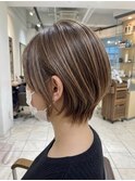 脱白髪染　透明感ハイライト