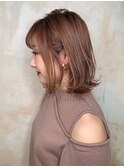 ミルクブラウン/ダークパープル/ナチュラルショート/夏/センター