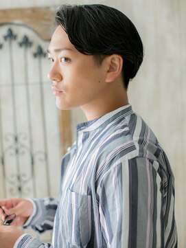 メンズヘア ビーセカンド 草加店(MENS HAIR B-2) ダークアッシュ七三オールバックセミウェットヘアL