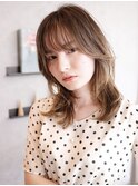 センターパート/流し前髪/イヤリングカラー/元町!