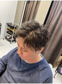 ツイストスパイラルパーマアップバング　リバースセンターパート