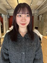 ハマモト&nbsp;ぱっつん前髪ストレート/ダークレッドカラー