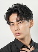 渋谷フェザーパーマメンズカットニュアンスルーズセンターパート