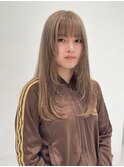透明感ベージュ10代20代フェミニンロングブリーチラフウェーブ