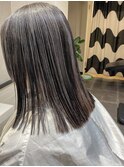 大人ショートボブ切りっぱなしボブグレージュボブ前髪ありボブ