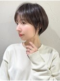 前髪あり耳掛け丸みくびれ大人ショートボブ20代30代40代50代＊