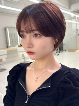 エジョン 八幡山店(Aejon) ショートヘア顔周りレイヤーカットダブルカラーショートボブ調布