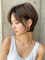 アース 大曽根店(HAIR&MAKE EARTH) earthショートレイヤーボブミルクティー丸みショートボブ