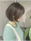 くびれショートボブ40代50代グレイカラー白髪染め白髪ぼかし
