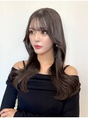 ◎ミディアムレイヤー/ミルクティーベージュ/韓国巻き/顔周り