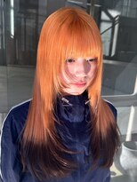 ヲタク(wotaku.)&nbsp;オレンジカラーオレンジヘア裾カラーエンドカラーデザインカラー