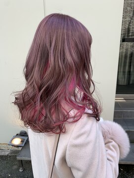 リゼル ユア 渋谷(RISEL YUA) ピンク×ピンクのガーリーセミロング