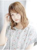 透け感バングのゆるミックスカール