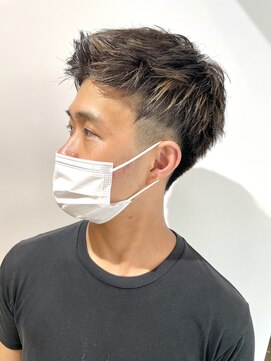 オレンジ 十三店(ORANGE) メンズショート×グレージュハイライト