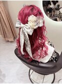 編み込みハーフアップ