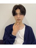 骨格矯正S字バングメンズセンターパートカットパーマ(表参道)
