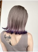 ハイトーン裾パープル　外はねボブ　ひろ