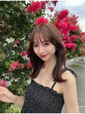 大人美人ハイレイヤーぱっつん前髪黒髪ロングワイドバンク小顔