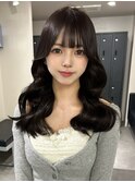 12769艶髪アッシュブラックグレージュ韓国風巻きレイヤーカット