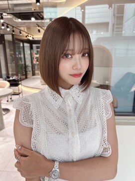 ロール 博多(Role) ブリーチなしチェリーブラウン髪質改善縮毛矯正酸性ストレート