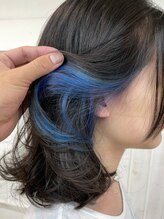 「高彩度カラー」×「オーシャンブルー」[髪質改善/インナーカラー/ブリーチ/垢抜け/透明感/前髪/韓国]