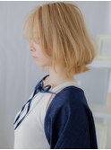 ブリーチオンカラー金髪ニュアンスパーマボブディA0上尾20代30代