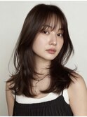 ミディアム レイヤーカット 顔周りレイヤー 透明感 20代30代40代