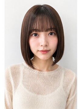 ヘアーエボリューション シースルーバングのナチュラルボブ