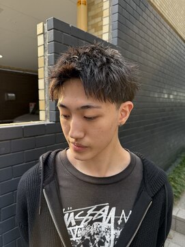 メルシー ドゥ メンズ(merci deux) 刈り上げアップバングスパイキーショートパーマスパイラルパーマ