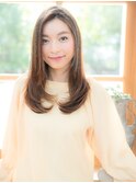 センターパート×ストレート