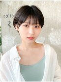 大人かわいい前髪ありショート/黒髪ショートボブ/30代40代50代