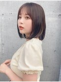 大人可愛い20代30代40代小顔パツっとボブ×ラテベージュ