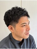 メンズビジネスアップバングショート理容室眉毛カット清潔感