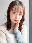 サイドバングハイライトカラーうるツヤくびれヘア薄めバング