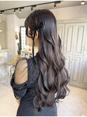 結婚式参列お呼ばれハーフツインリボンヘアセットヘアアレンジ