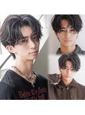 スーツ短髪ツーブロック束感モテる黒髪シークレットパーマ流行