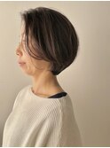 40代50代小顔丸みボブ◎ひし形シルエット大人可愛いオリーブ