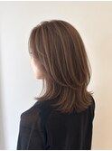 韓国風レイヤーカット/ミルクティーベージュ/白髪ぼかし30代40代