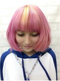 20代大人可愛いグラデーション小顔ショートホワイトピンク☆