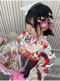 卒業式袴、着付け、金箔アレンジ、ドライフラワーセレクトセット