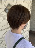 ハンサムショート|センターパート|ショートボブ|丸みショート