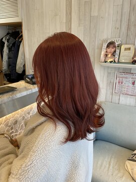 ラグーン(LAGOON) レッドブラウン/暖色系/ブリーチ/前髪カット/ダブルカラー