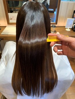 ノンダメージサロン 鹿児島天文館店の写真/【ノンダメージサロン直営店】毛先まで潤いのある【絹髪】驚きの仕上がりに◎縮毛矯正/ストレート/髪質改善