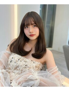 ノク(nok) 黒髪韓国ヘアくびれ前髪アンブレラカラーこなれミディイメチェン