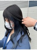 インナーカラー黒×ネイビー