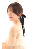 あみおろしスタイル/お呼ばれヘア/リボンアレンジ