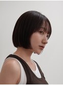 20代30代ミニボブ前髪あり前髪なし顔周りレイヤーカットオリーブ