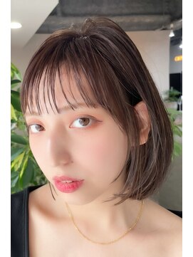 ヘアーズ ベリー 椥辻店(hairs BERRY) BERRYシアーカラー抜け感前髪アッシュボブショートベージュ