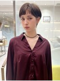マッシュショートベージュヘアシースルーバング